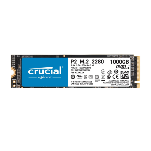 Crucial P2 1TB 3D NAND NVMe PCIe M.2 SSD, Up to 2400MBPS reading speed, Black,