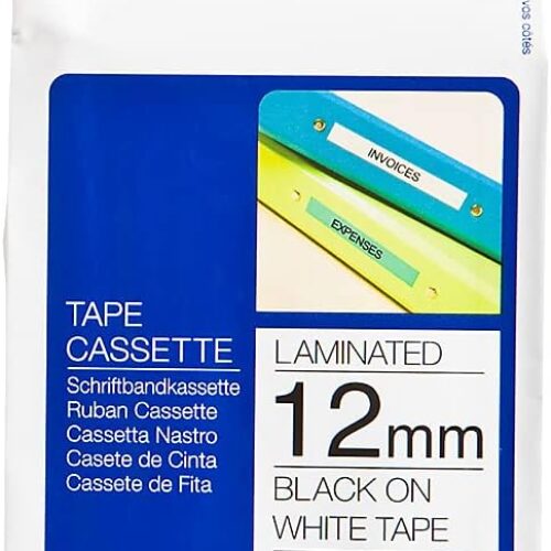 Brother TZe-231 Labelling Tape Cassette, 12 mm (W) x 8 m (L), Laminated, Brother Genuine Supplies – Black on White Catridge