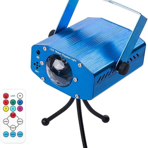 Party Laser Lights, 7 Colors Led Stage Party Light Projector, Strobe Water Ripples Lighting for Parties Room Show Birthday Party Wedding Dance Lighting, Remote Control, Creating Atmosphere(Blue)
