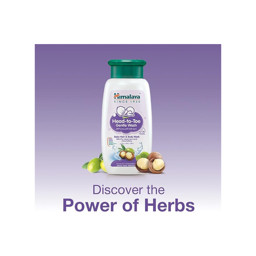 Himalaya Since 1930 Himalaya Head to Toe Gentle Wash is a no tears formula Free from synthetic colors, parabens & phthalates -400ml