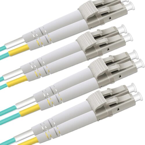 OM3 LC to LC Fiber Patch Cable, Multimode Fiber Optic 10GB Duplex LC-LC 50/125um Cord LSZH 1 Meter(3.28ft), 4 Packs